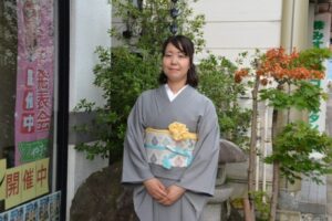 ご友人の結婚式に江戸小紋＆博多袋帯をお召になりました。